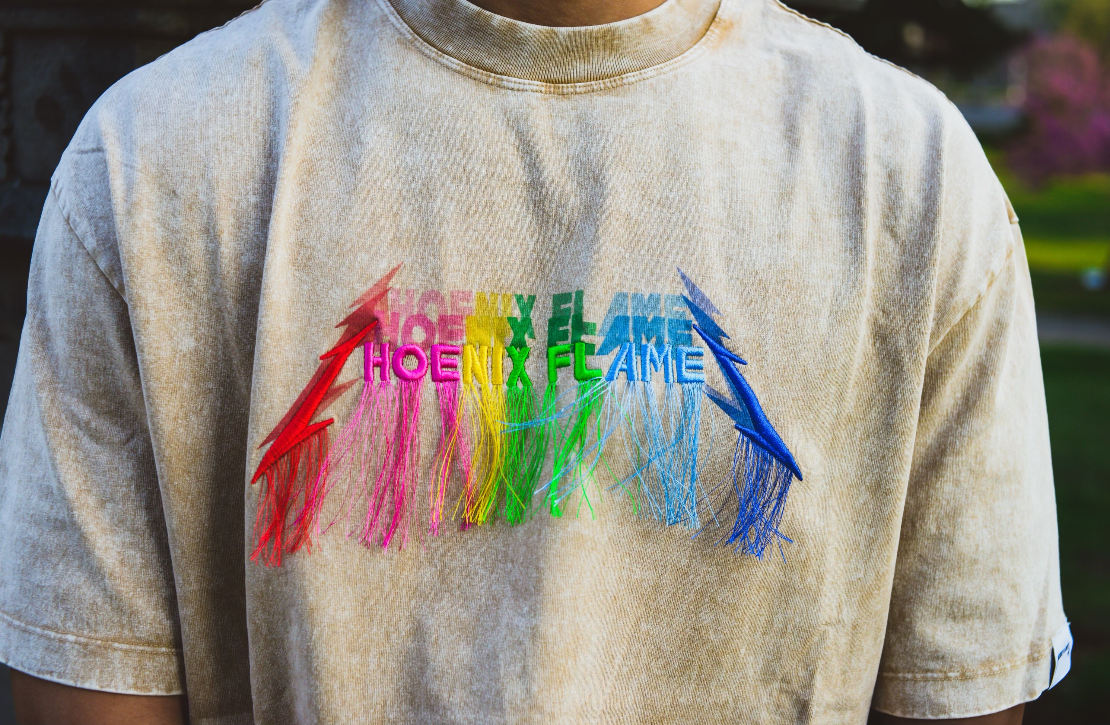 Rainbow Fringe Embroidered Tee — Phoenix Flames