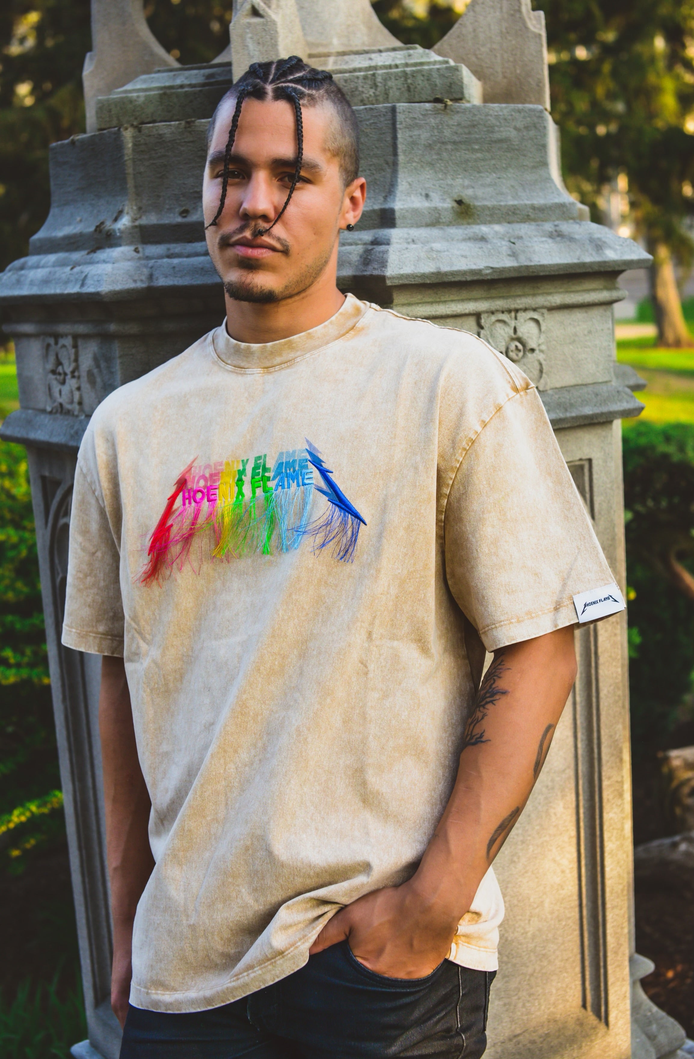 Rainbow Fringe Embroidered Tee — Phoenix Flames