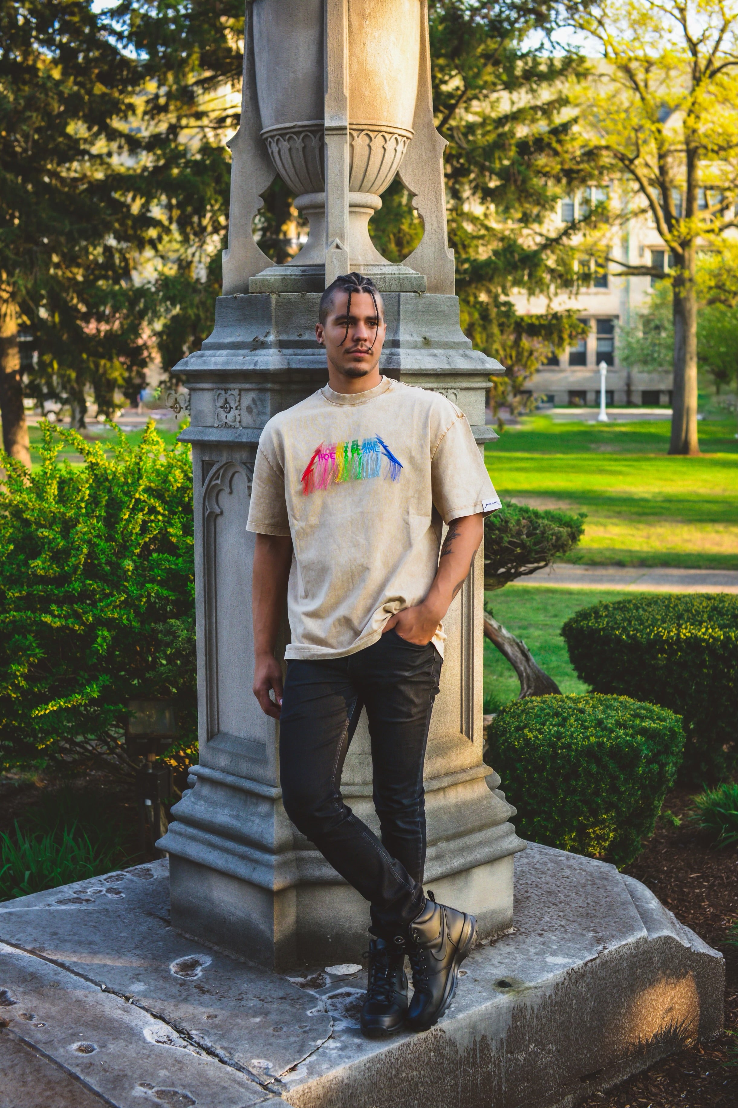Rainbow Fringe Embroidered Tee — Phoenix Flames